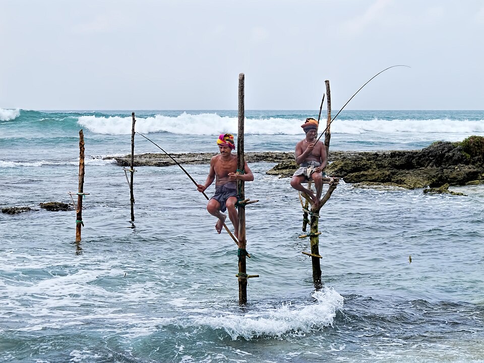 Two stilt fishermen at Ahangama